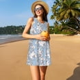 thumbnail image 3 of Lsque Lily Flower Pattern Summer Dresses for Women – Sleeveless T-Shirt Swing Sundress, Perfect for the Beach and Casual Days, 3 of 7