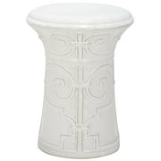 Angle View: Safavieh Imperial Scroll Garden Stool-Color:White