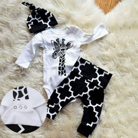 

3pcs Newborn Kid Baby Girl Boy Clothes Jumpsuit Romper Bodysuit Pants Outfits