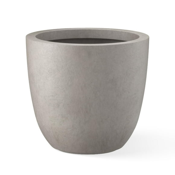 Kante 10 Inch Dia Round Concrete Planter, Indoor Outdoor Large Plant Pot with Drainage Hole and Rubber Plug for Home Patio Garden, Weathered Concrete