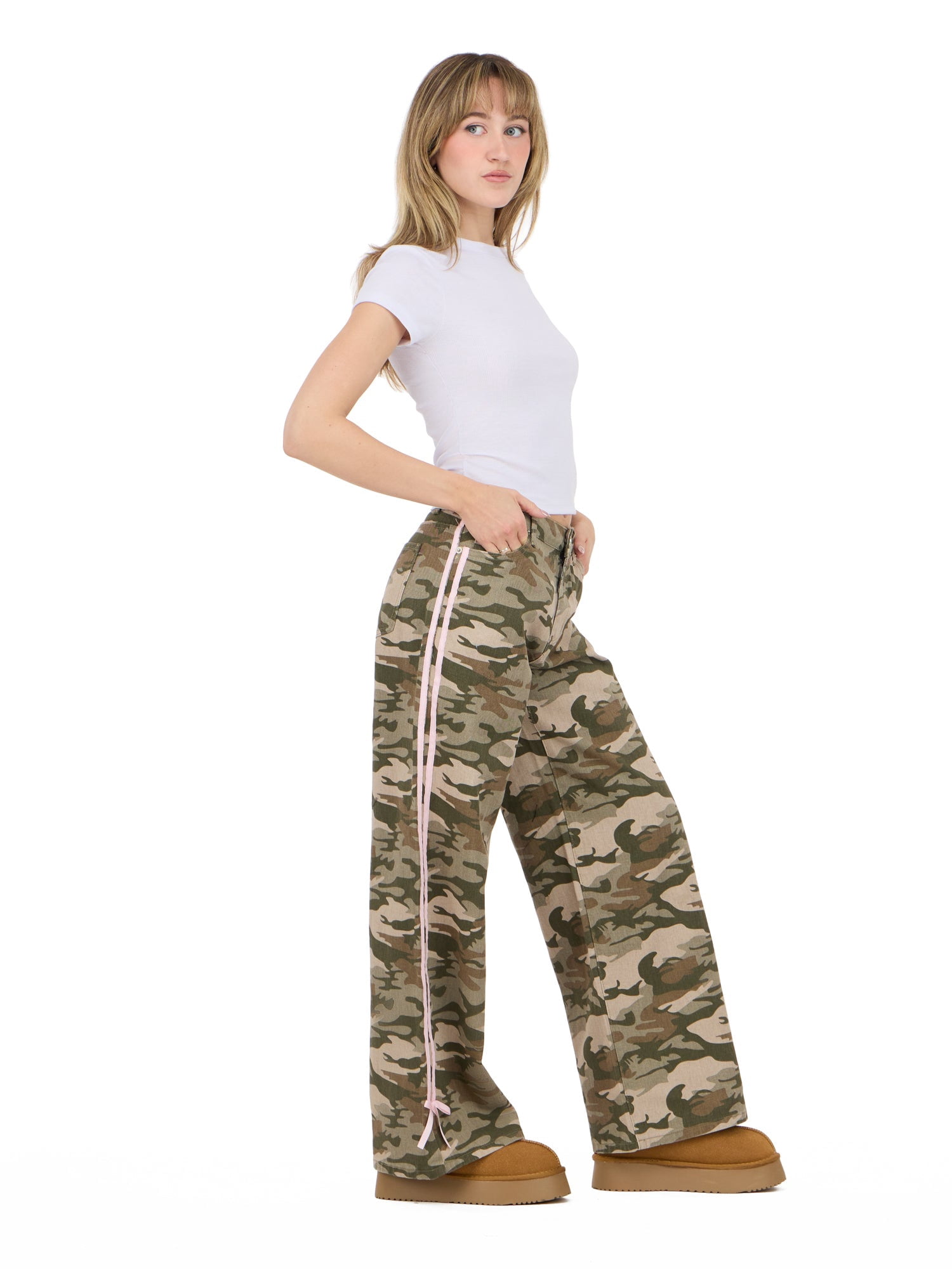 Forever 21 Women's Low Rise Baggy Fit Jeans with Side Stripes and Bow Accents, Sizes 0-14