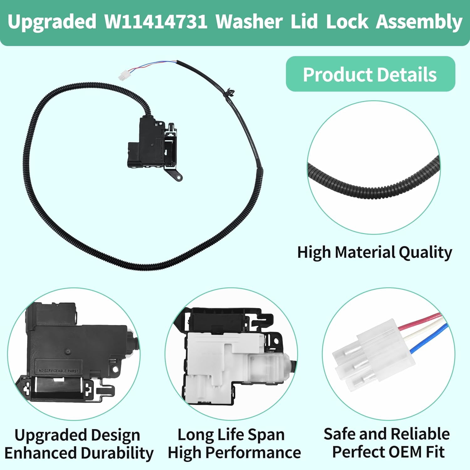 W11414731 W11513248 Washer Lid Lock Assembly Replacement Compatible With Whirlpool Maytag Crosley