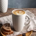 thumbnail image 5 of AmorArc Extra Large Coffee Mugs Set of 6, 20oz Ceramic Tall Coffee Mugs Set with Textured Geometric Patterns for Coffee/Tea/Beer/Hot Cocoa, Dishwasher & Microwave Safe,Beige, 5 of 8