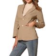 thumbnail image 4 of BLAZER DE DENIM PARA MUJER INSPIRADOR CHIC, CON SOLAPA EN V, DE UN SOLO BOTÓN, CON ALMOHADILLAS EN LOS HOMBROS, CHAQUETAS DE TRABAJO, TALLA L, CAQUI, 4 of 6