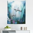 thumbnail image 1 of Underwater Tapestry, Realistic Illustration Wild Sharks and Plants Corals Seaweed Aquatic Ocean Life, Fabric Wall Hanging Decor for Bedroom Living Room Dorm, 5 Sizes, Multicolor, by Ambesonne, 1 of 1
