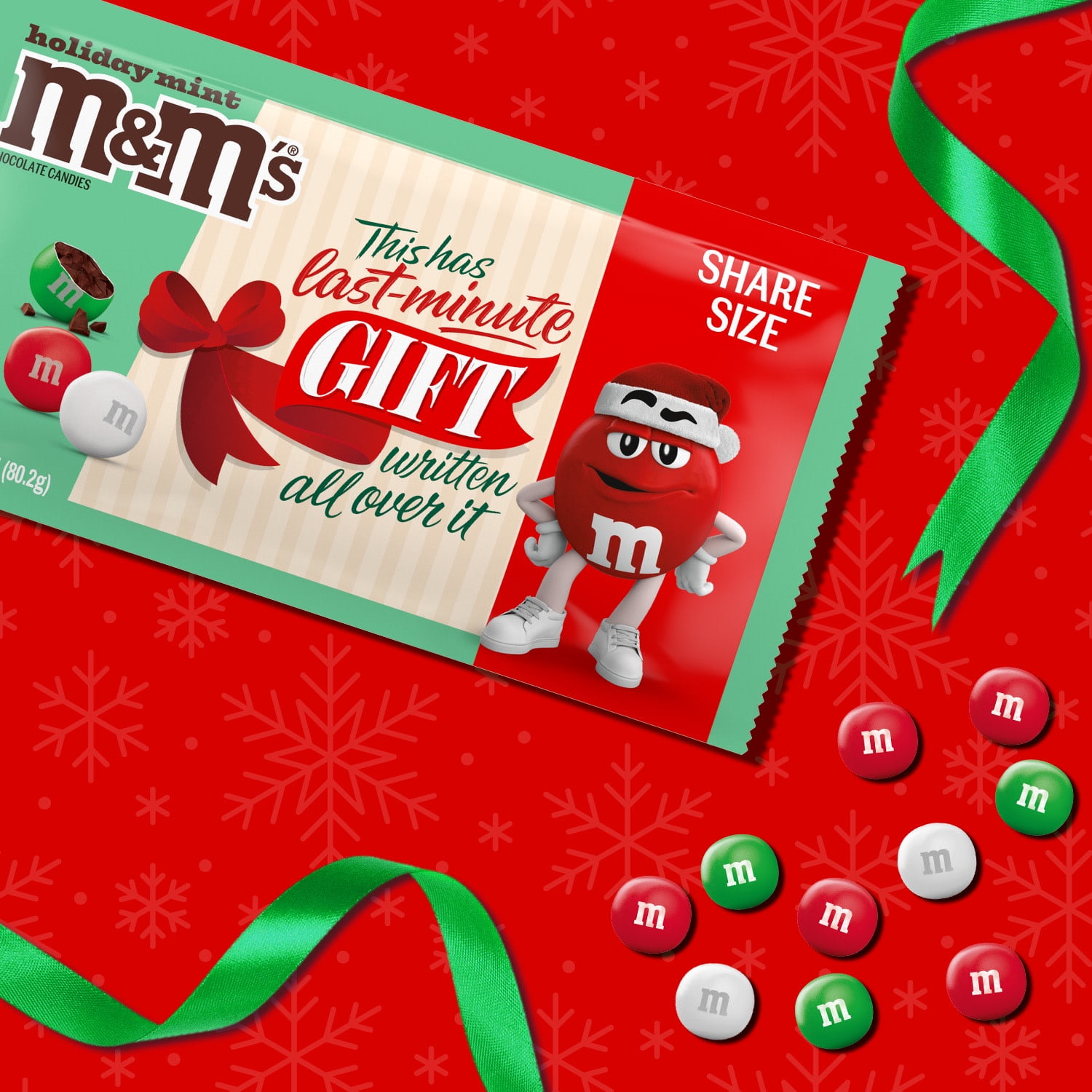 M&M's Mint Milk Chocolate Christmas Candy, Share Size - 2.83 oz Bag
