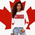 thumbnail image 1 of Uootdi T-Shirts Décontractés pour Femmes à Manches Longues Col Rond Canada Imprimé Graphique Coupe Ample Sorties de Fin de Semaine Hauts Doux Cadeau, 1 of 7
