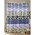 thumbnail image 4 of Vintage Boho Geometric Stripes Shower Curtain, Purple Navy Bathroom Decor Curtains Set with Hooks, Waterproof Fabric Home Accessories， 72 X 72 Inch Long, 4 of 6