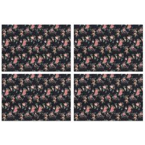 Pioneer Flower Floral Print Pattern Summer Placemats Table Placemats Set Of 4-Linen Kitchen Washable Placemats Table Mats 12x18 Inch Non-Slip Heat Resistant
