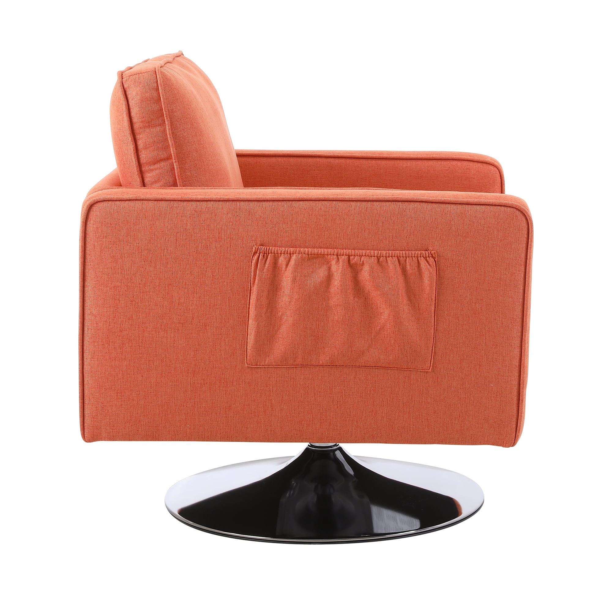 Kadyn Modern Teddy Fabric Swivel Accent Chair with 360 Degree Swiveling for Living Room, Orange