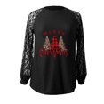 thumbnail image 4 of Pntutb Blusa de manga larga de encaje con cuello redondo y estampado navideño para mujer Tops sólidos Pntutb Pntutb-5611, 4 of 5