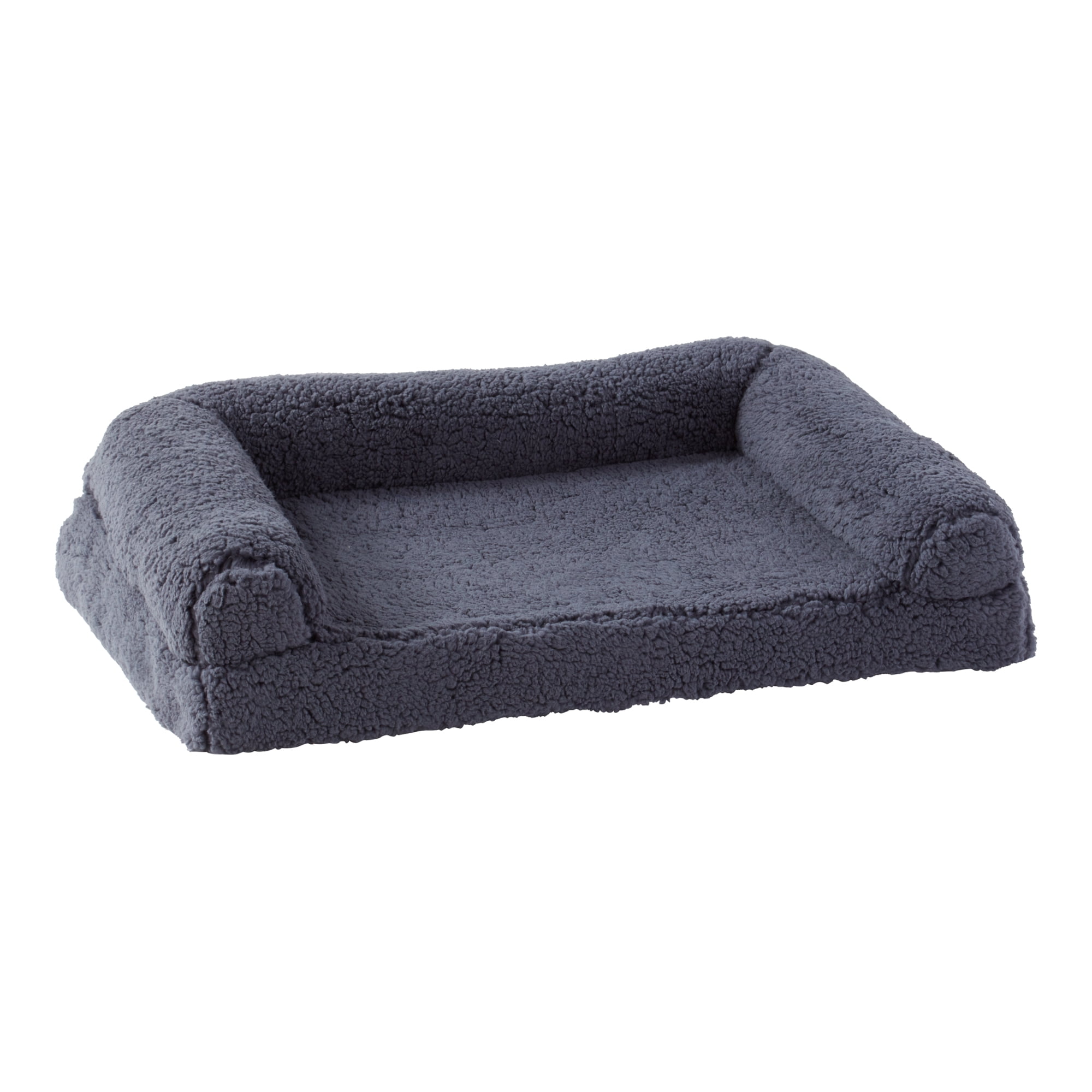 Happy Hounds Millie Medium Sherpa Sofa Style Dog Bed, Blue Steel