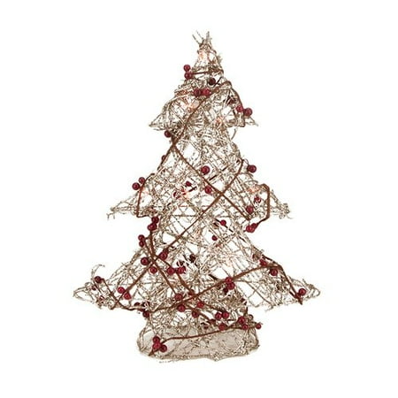 Northlight Seasonal 19'' Glittered Rattan Berry Artificial Christmas Tree with 20 Clear Lights