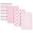 thumbnail image 2 of Hudson Baby Infant Girl Cotton Flannel Burp Cloths 4pk, Girl Modern, One Size, 2 of 2