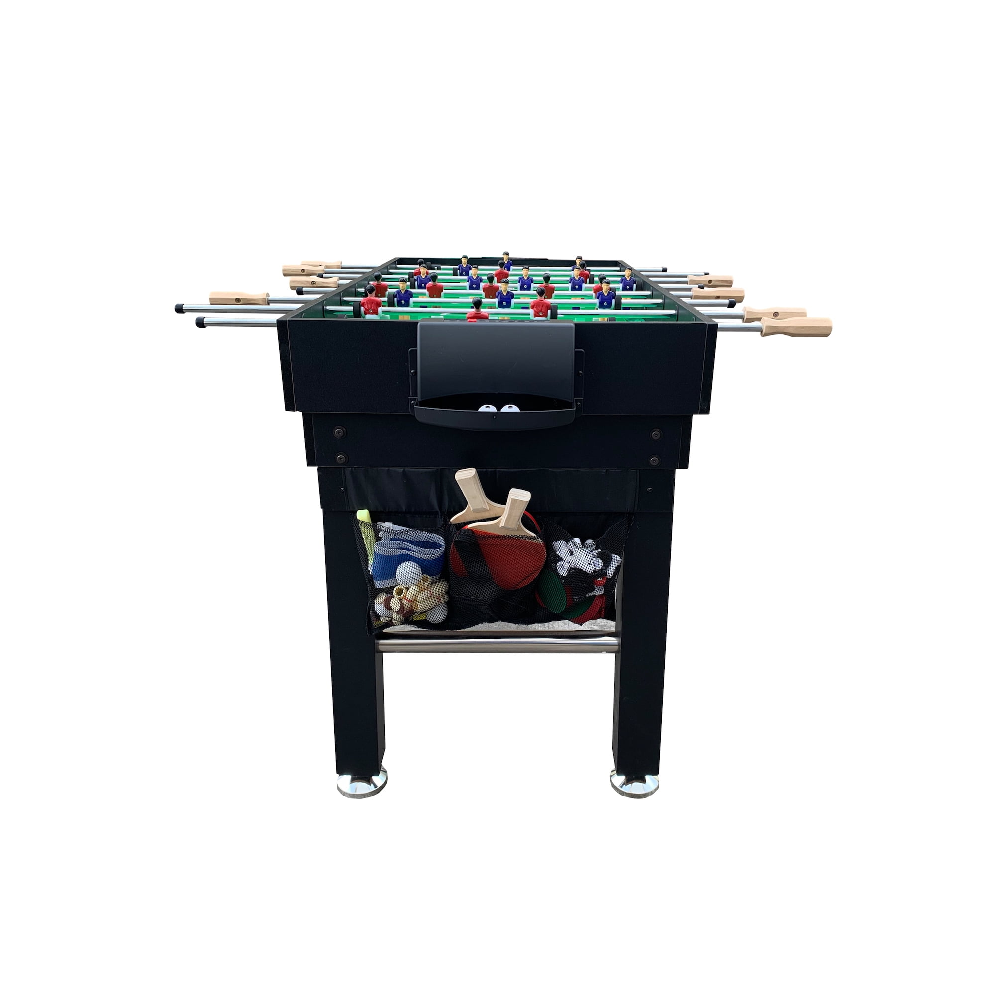 KICK Defender 48″ 10-in-1 Multi-Game Table (Black) - Combo Game Table Set - Foosball, Billiards, Glide Hockey, Ice Hockey, Table Tennis, Chess, Backgammon, Draughts, Bowling, Shuffleboard for Family