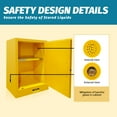 thumbnail image 4 of Flammable Liquid Storage Cabinet 12 Gallon, 18.11" x 23.23" x 35.5", 1 cm Thickness Galvanized Steel, Adjustable Shelf Hazardous Storage Cabinet for Commercial Industrial Use, Yellow, 4 of 6