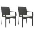 thumbnail image 2 of vidaXL 3 Piece Garden Dining Set with Cushions Black Poly Rattan, 2 of 5