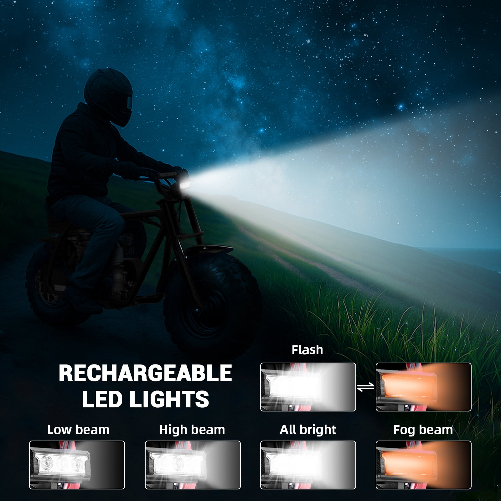HOVERHEART Gas Mountain Bike, 105cc 4-Stroke Gas Powered Off Road Motorcycle (Model-MB001) with Led Lights, Disc Brake, Max Load 200Lbs, Up to 30Kph, NO OIL MIX REQUIRED