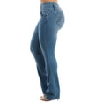 thumbnail image 5 of Moda Xpress Women’s Junior Casual Butt Lifting Mid Rise Med Wash Bootcut Jeans 10892F, 5 of 7