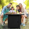 thumbnail image 2 of Yaheetech 30'' Outdoor Square Propane Fire Pit Table 50,000 BTU Gas w/ Ceramic Rattan Pattern Steel Base Glass Black, 2 of 19