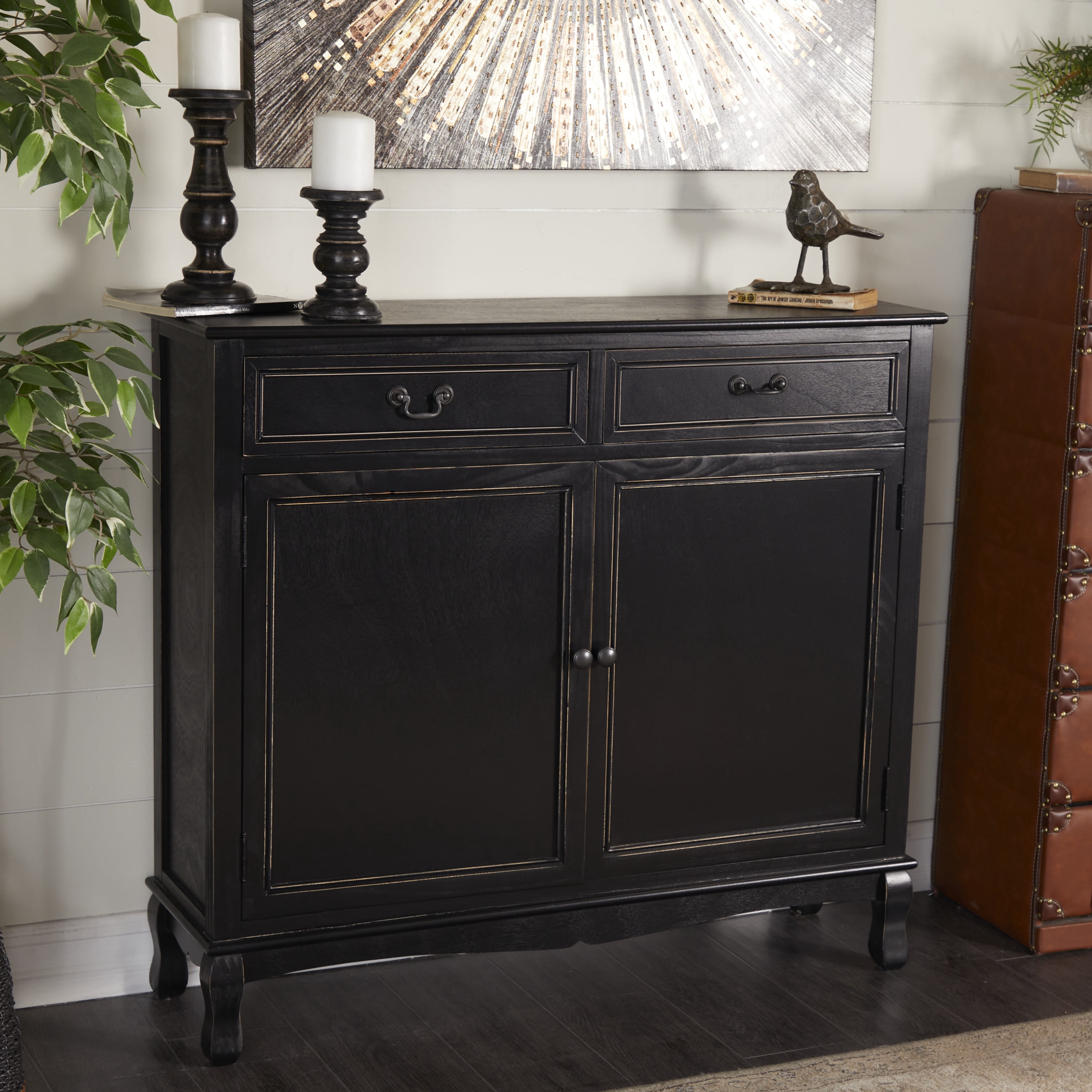 DecMode Solid Wood Traditional Cabinet, Matte Black, 40"W - Walmart.com