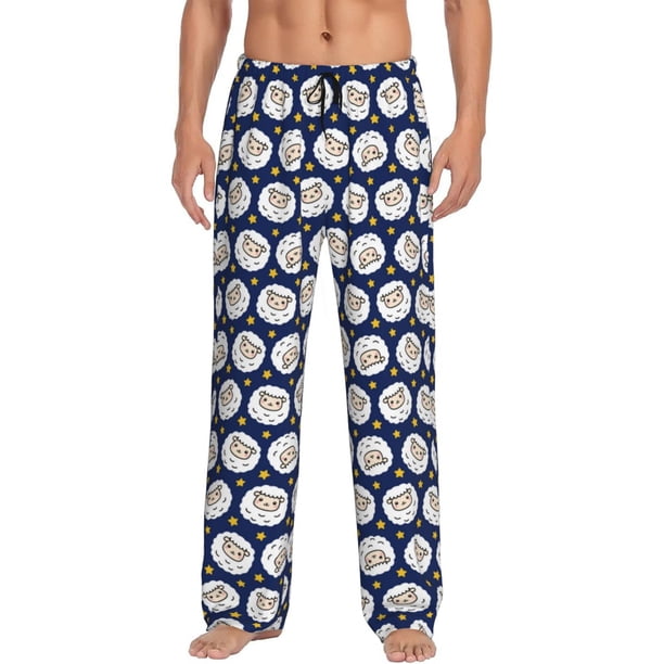 Balery Cute Sheep With Star Pantalones de pijama para hombre, pijama ultraligero, pantalón de descanso-3X-Large