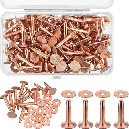 

100 Sets Copper Rivets and Burrs Washers Leather Copper Rivet Fastener for Wallets Collars Leather DIY Craft Supplies