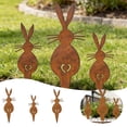 thumbnail image 2 of zhangmingg Rabbit Garden Art Metal Animal Insert for Courtyard Wooden Pile Ornament 3PCS, 2 of 8
