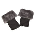 thumbnail image 2 of Jumpingount Calentadores de piernas Tejido de ganchillo Faux Fur Trim Flip Calcetines para invierno Cubierta de bota corta Fácil de combinar Medias gary profundo, 2 of 6