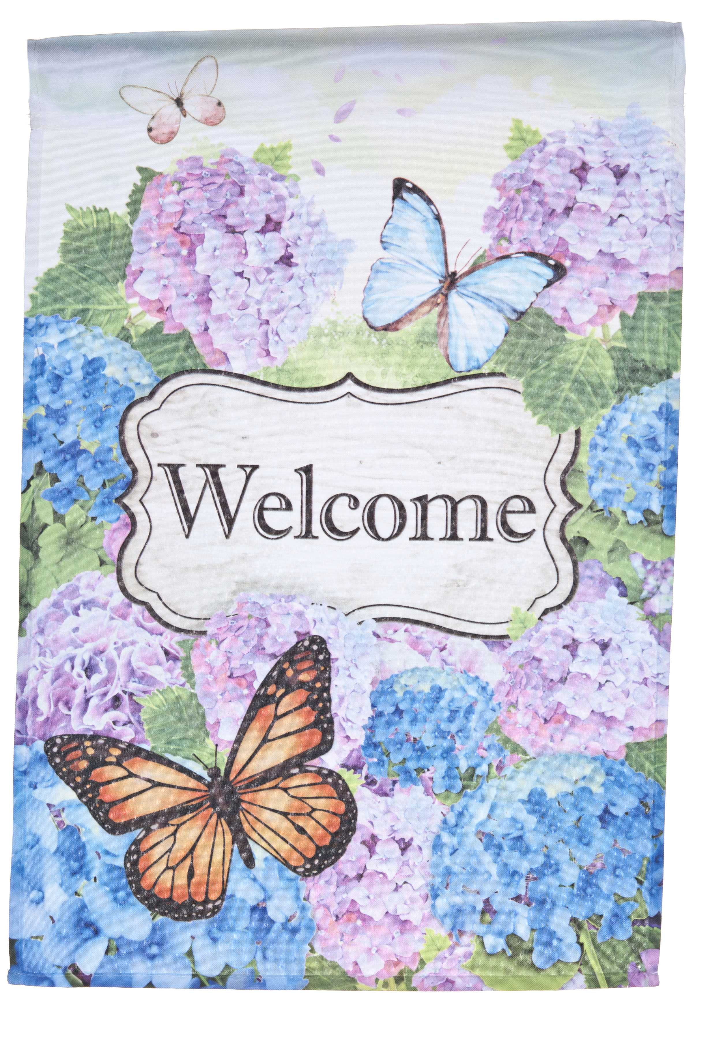 Butterflies & Flowers Welcome Lawn Flag by Garden Accents (12 x 18 Inch) by