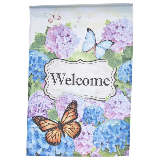 Butterflies & Flowers Welcome Lawn Flag by Garden Accents (12 x 18 Inch)
