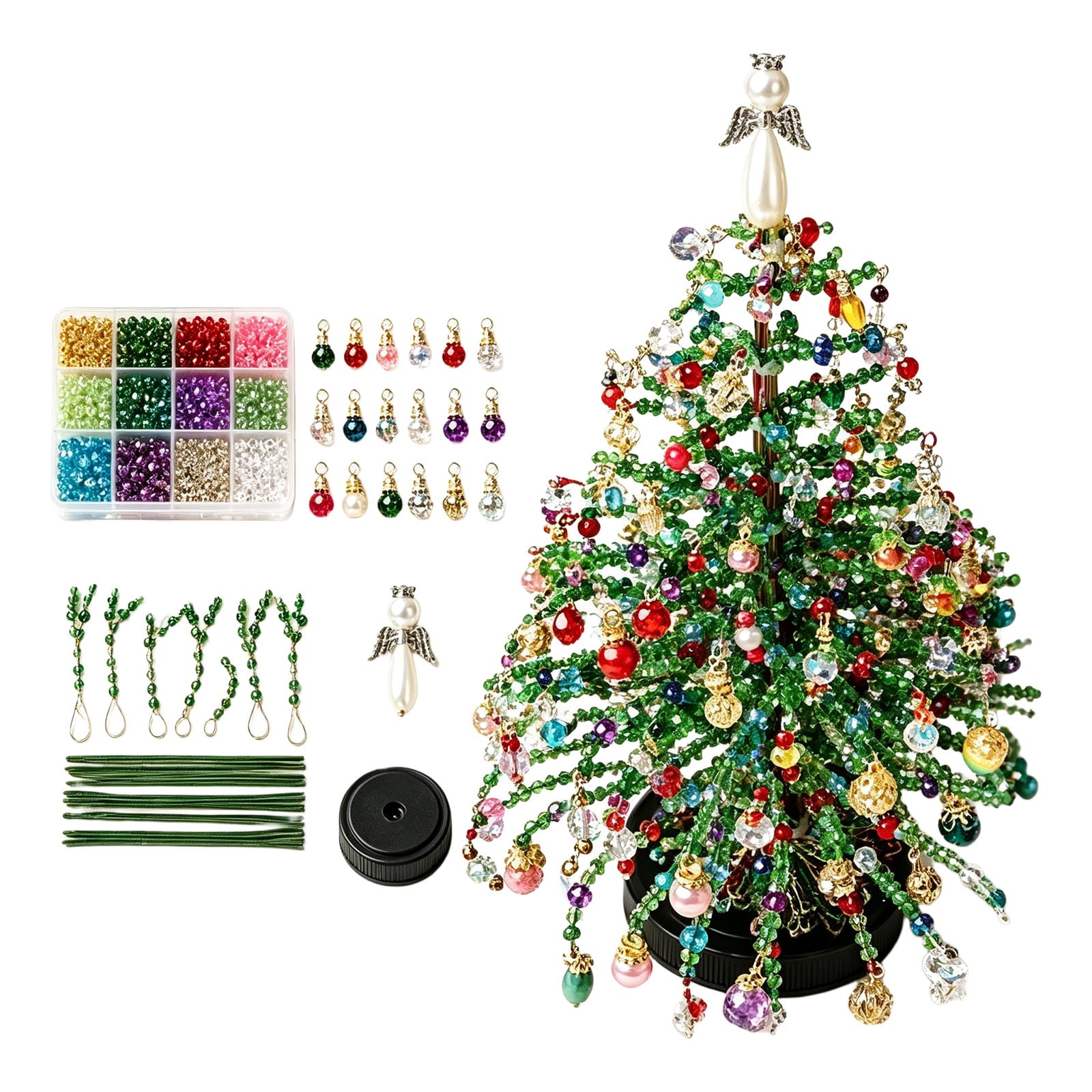 50% off DIY Beaded Christmas Tree Kit, Build Your Own Warm Glow Tabletop Mini Tree, All-Inclusive Handmade Beading Kit for Indoor Desktop