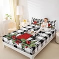 thumbnail image 4 of Castle Fairy Cartoon Penguin Queen Sheet Sets,Geometric Checkered Bed Set, 4 of 7