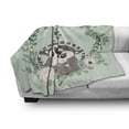 thumbnail image 2 of Lemur Soft Flannel Fleece Throw Blanket, Exotic Wild Monkey Couple Botanical Print, Cozy Plush for Indoor and Outdoor Use, 50" x 70", Pale Green Umber, by Ambesonne, 2 of 5