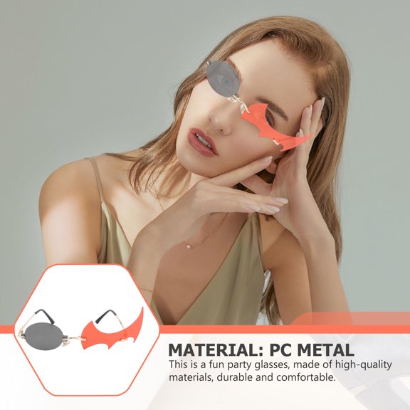Milisten 1Pair Black Flame Sunglasses Polygonal Lens Fashionable Party Decorative Sunglasses
