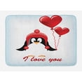 thumbnail image 1 of Valentines Bath Mat, Happy Birthday Balloons I Love You Lettering Cute Funny Penguin Image, Non-Slip Plush Mat Bathroom Kitchen Laundry Room Decor, 29.5 X 17.5 Inches, Red Black Baby Blue, Ambesonne, 1 of 2