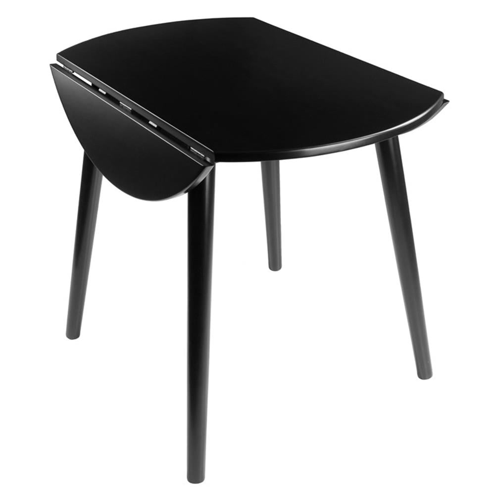 Winsome Moreno 36" Round Drop Leaf Transitional Solid Wood Dining Table in Black