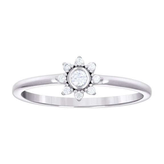 925 Sterling Silver Womens Cubic Zirconia Flower Engagement Ring 6.9mm Wide Size 7 Engagement Ring for Women