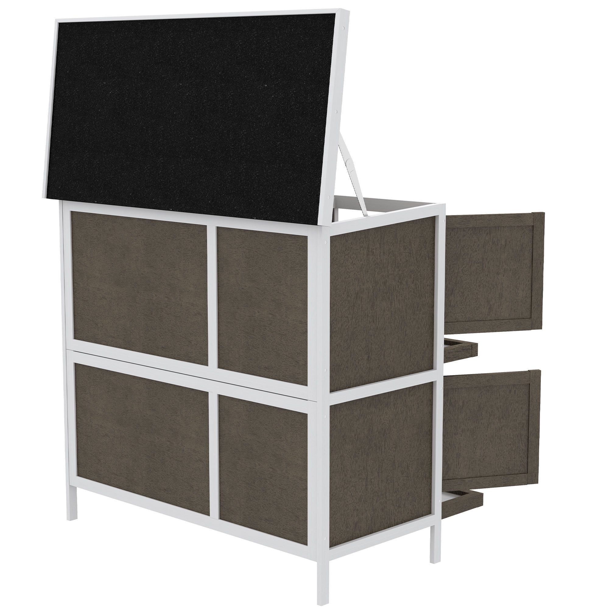 PawHut Wooden Bunny Hutch with Ramp, Indoor/Outdoor, Brown