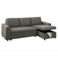 thumbnail image 3 of BenJara 2pc L Sectional Sofa w Storage Chaise, Pull Out Bed, Ash Black Linen, 3 of 5