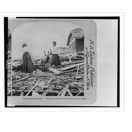 Historic Print, Galveston disaster trying to find where their home stood, 16" x 20"