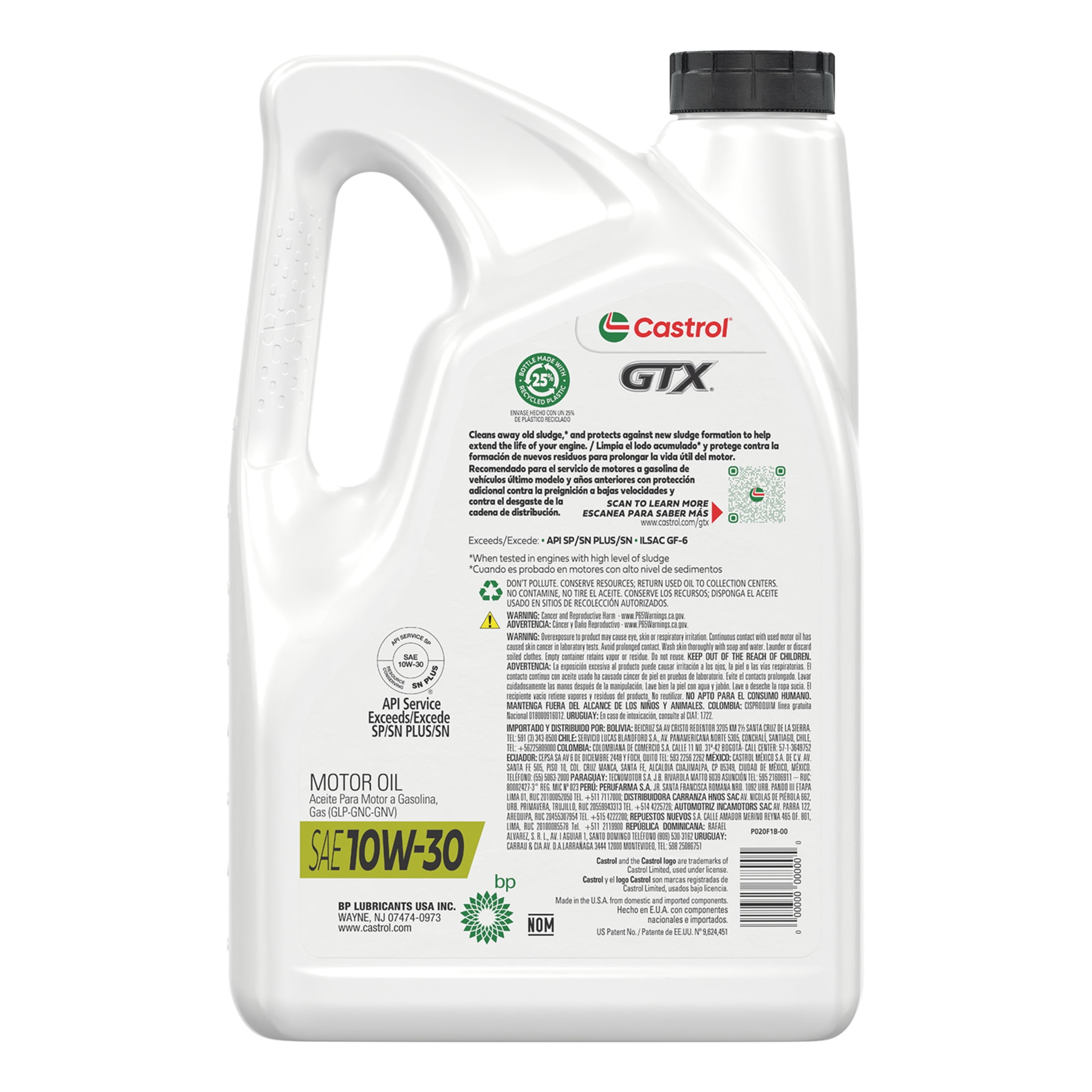 Castrol GTX 10W-30 Conventional Motor Oil, 5 Quarts
