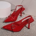thumbnail image 5 of ShiShine Kitten Heels for Women Pointed Toe Pumps Low Heel Slingback Heels with Buckle Dress Shoes for Dating Party Working, 5 of 9