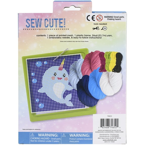 Colorbok Sew Cute! Needlepoint Kit-Narwhal