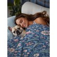 thumbnail image 4 of Queen Flat Sheet Only Oriental Flower Leaves Texture Soft Microfiber Cooling Bedding Sheets Vintage Botanical Floral Art Flat Bed Sheet for Hotel,Home Decor, 4 of 9