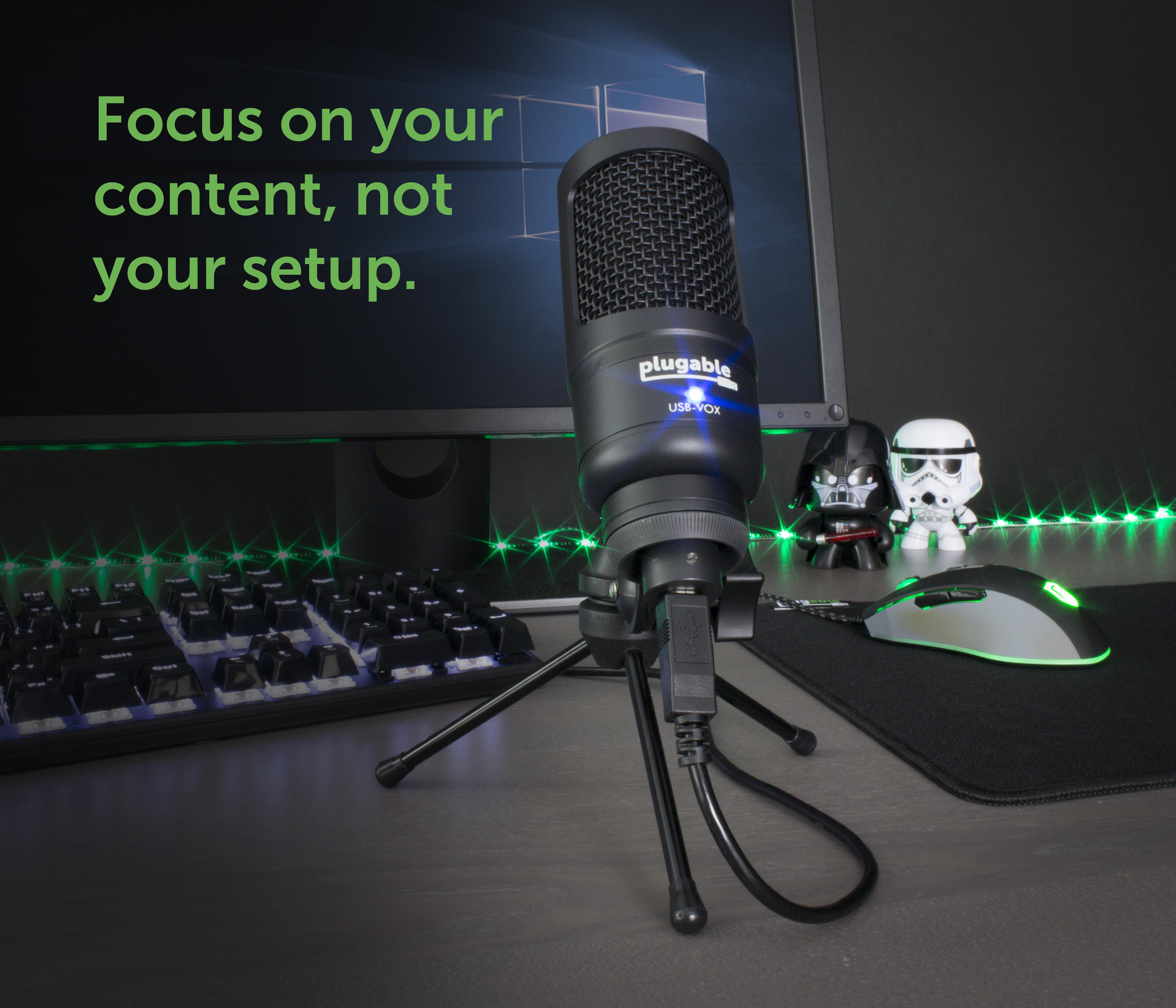 Plugable USB Studio Microphone - Podcast Microphone, Tripod Mounted Cardioid Condenser Microphone Optimized for Streaming Twitch\Mixer\YouTube\Discord (Compatible with Windows, macOS, Linux PCs) - image 3 of 7