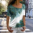 thumbnail image 3 of Gibobby Camiseta Powerblend con Cuello en V Las la moda del verano rematan la camiseta floja la impresión las mangas del cuello inclinado(C,XL), 3 of 5