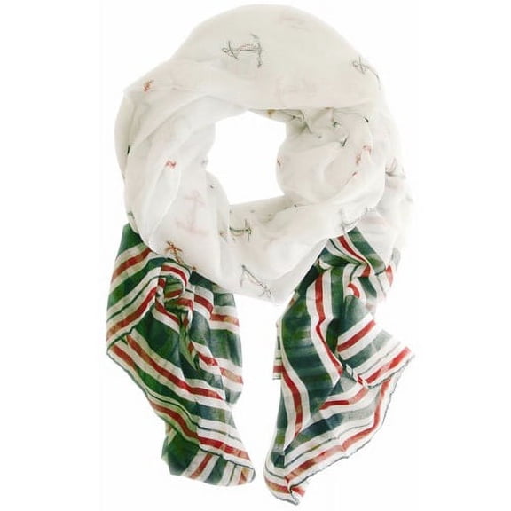Peach Couture Nautical Anchor Patriotic All American Navy Scarf Wrap Shawl