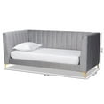 thumbnail image 7 of Bowery Hill Modern Velvet Upholstered and Gold Finished Twin Size Daybed in Gray, 7 of 7