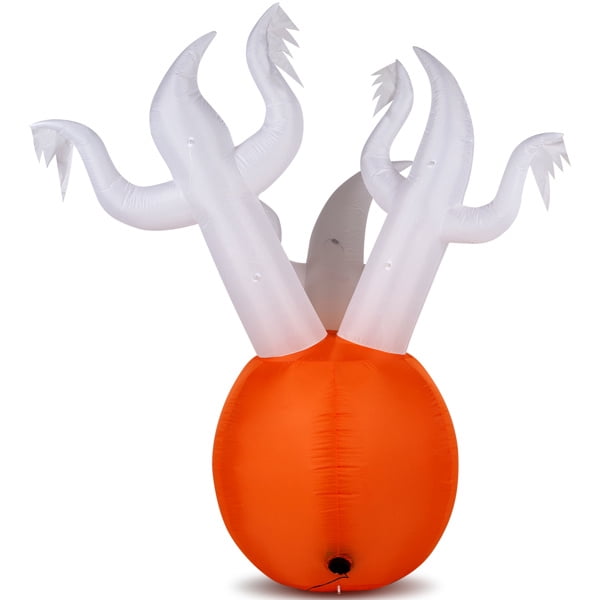 5.9 FT Halloween Inflatable Pumpkin Ghost Outdoor Decorations, Scary Blow up Yard Decor with Built-in LED Lights for Holiday Party Yard Lawn Garden Decor Indoor Outdoor